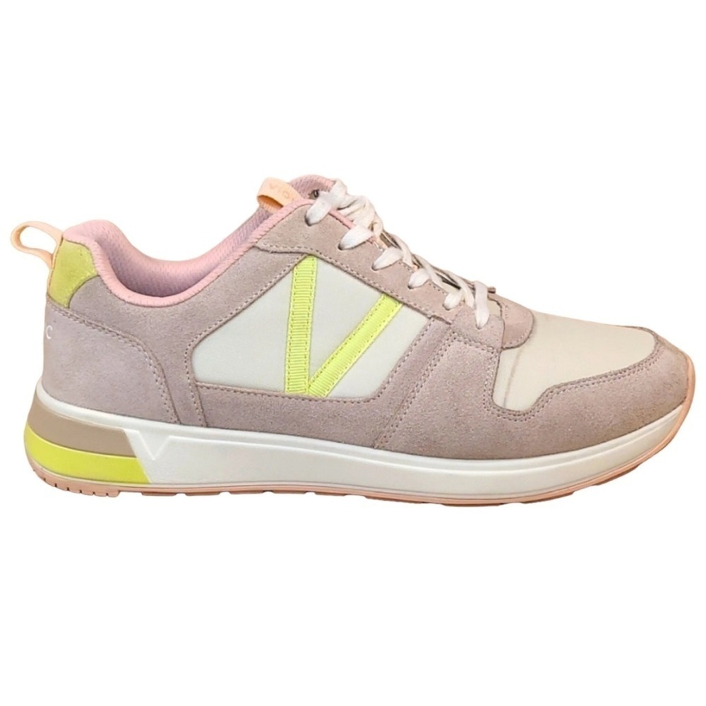 Vionic Rechelle Sneakers Size 7 Womens Tan & Pink Suede Lace Up Athleisure Comfy